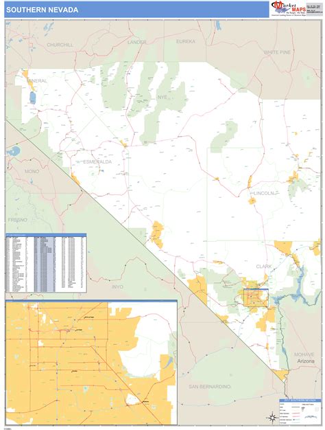 Nevada Southern Wall Map Basic Style by MarketMAPS - MapSales.com