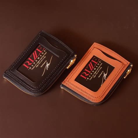 Jual ID Card Holder Name Tag Kulit Asli Dompet Kartu L Zipper