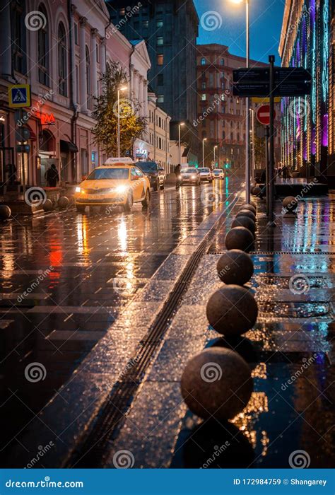 Wet Night City Street Rain Bokeh Reflection Bright Colorful Lights