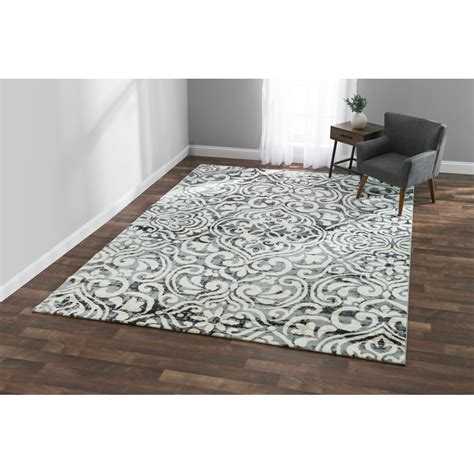 Vcny Home Claudine Grey Damask Area Rug 5 3 X 7 6 Grey Walmart