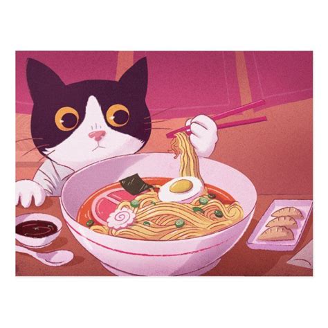 Ramen Cat Postcard | Zazzle | Free art, Using chopsticks, Postcard