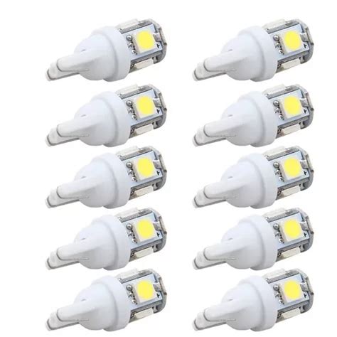 Kit 10 Lâmpadas Pingo T10 W5w 5 Led Smd 5050 12v Parcelamento sem juros