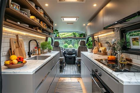 Kitchen Inside a Modern Camper Van. Interior Design Stock Photo - Image ...