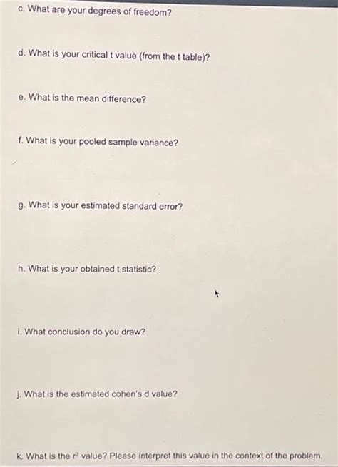 Solved Data:c. What are your degrees of freedom? d. What is | Chegg.com