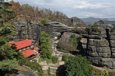 Pravcicka Brana Rock Gate And Sokoli Hnizdo Hut Bohemian Switzerland