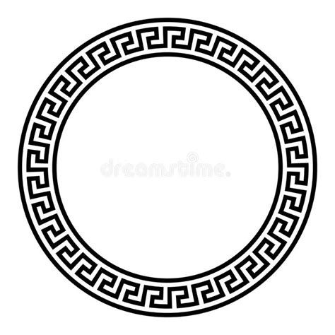 Simple Meander Pattern Circle Frame And Decorative Border Stock Vector