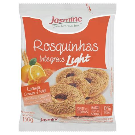 Biscoito Rosquinha Integral Laranja Cenoura E Mel Light Jasmine Pacote