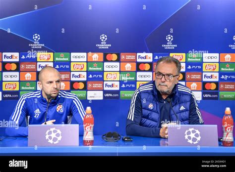 Coach Ante Cacic And Football Player Josip Misic During Press