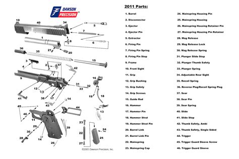 1911 Pistol Exploded View Schematic