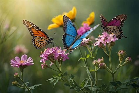 Premium Photo | Flowers and butterflies in spring