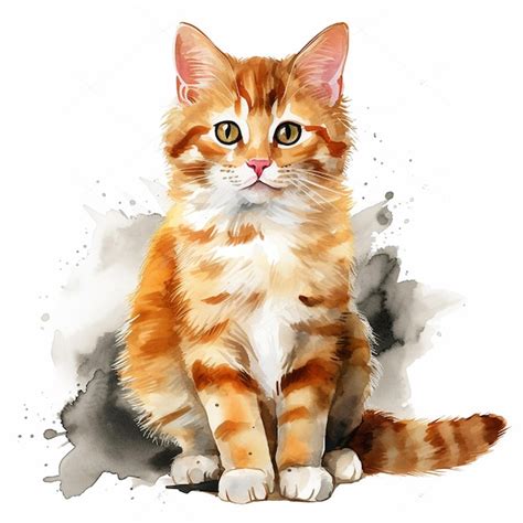 Premium AI Image | Captivating Watercolor Cat Drawing on a White Canvas