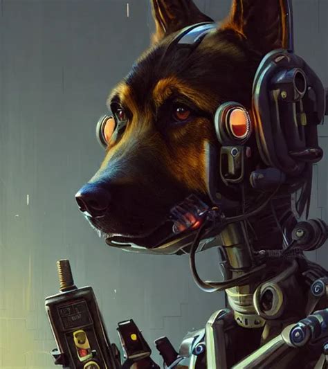 Krea Studio Portrait Of Furry Anthro Anthropomorphic German Shepard