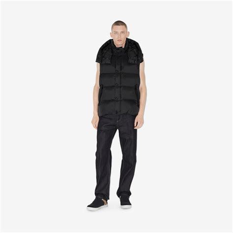 Detachable Sleeve Nylon Puffer Jacket In Black Men Burberry® Official