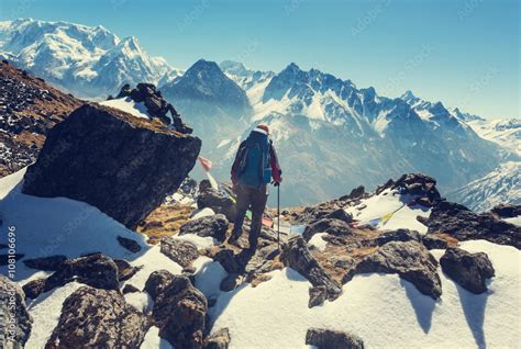 Hike in Himalayas Stock Photo | Adobe Stock