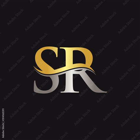 Vecteur Stock Gold And Silver Letter Sr Logo Design With Black