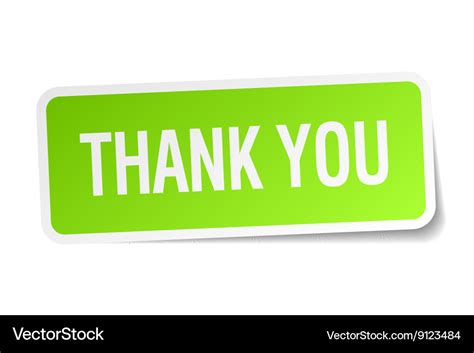 Thank you green square sticker on white background