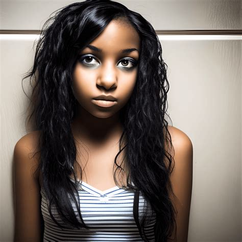 Bonita Jovencita Negra Adolescente Con Cabello Emo Ondulado · Creative Fabrica