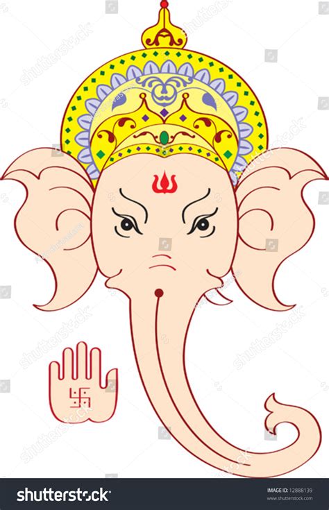 Vektor Stok Ganesh Face Giving Blessing Tanpa Royalti 12888139