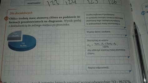 Oblicz średnią masę atomową chloru na podstawie informacji