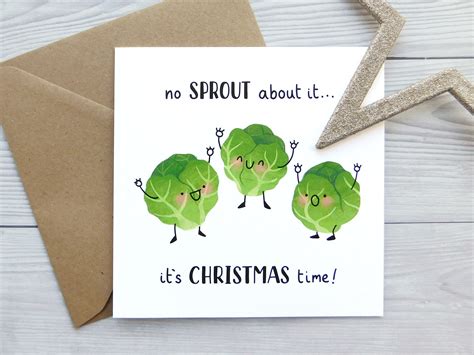 Funny Sprout Christmas Card Brussels Sprouts Xmas Pun Card Etsy