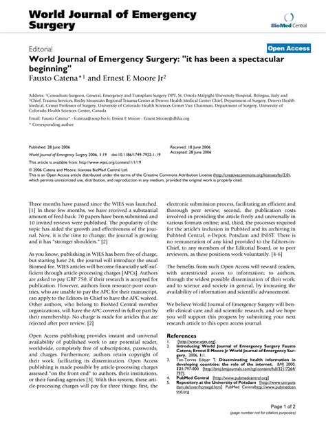 Pdf World Journal Of Emergency Surgery It Has Been A Spectacular