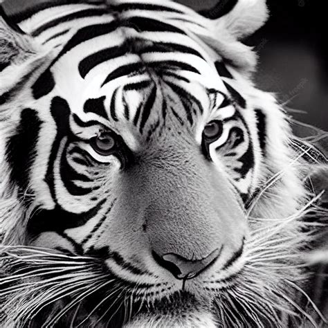 Premium Photo | Tiger head black and white portrait