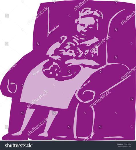 Vector Illustration Senior Woman Sitting Chair Stock Vector Royalty Free 130415384 Shutterstock