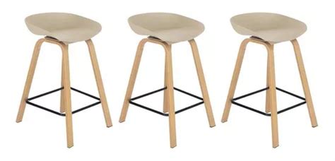 Kit 3 Banquetas Médias Bancada Cozinha Cassia Bd 66 Cm Nude MercadoLivre