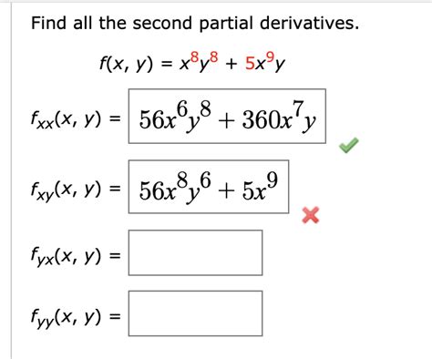 Solved Find All The Second Partial Derivatives Fx Y