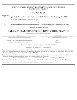 Fillable Online Library Corporate Ir BALLY TOTAL FITNESS HOLDING