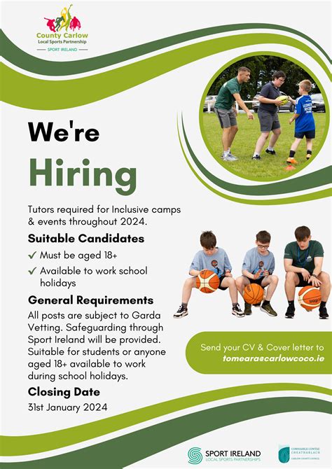 We're Hiring Tutors - Carlow Sports Partnership