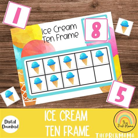 Ice Cream Ten Frame Numbers 1 10 Count And Match Montessori Etsy