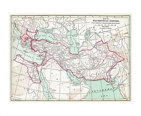 Fine Art Print of MAP OF MACEDONIAN EMPIRE. Map of the Macedonian