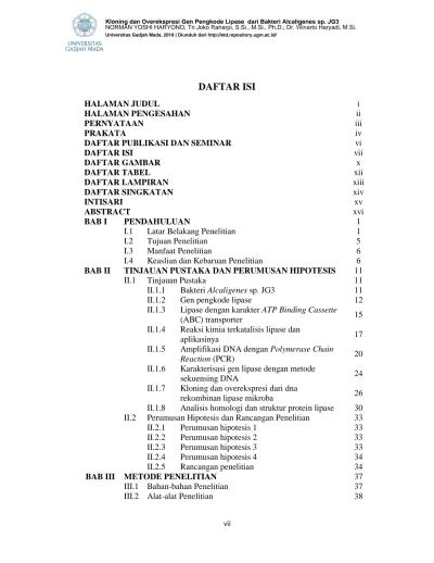 DAFTAR ISI I HALAMAN PENGESAHAN Ii PERNYATAAN Iii PRAKATA Iv DAFTAR