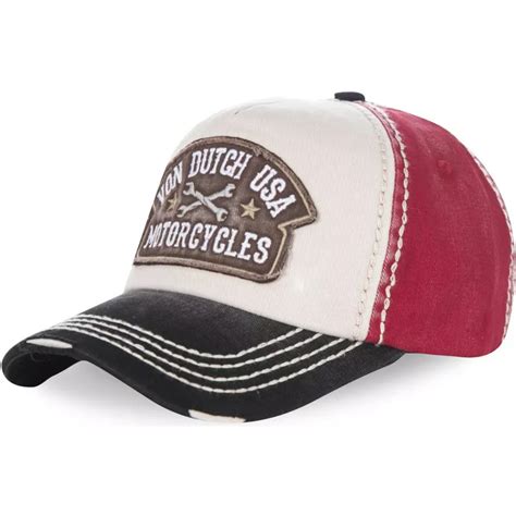 Gorra Curva Blanca Roja Y Negra Ajustable Dylan De Von Dutch