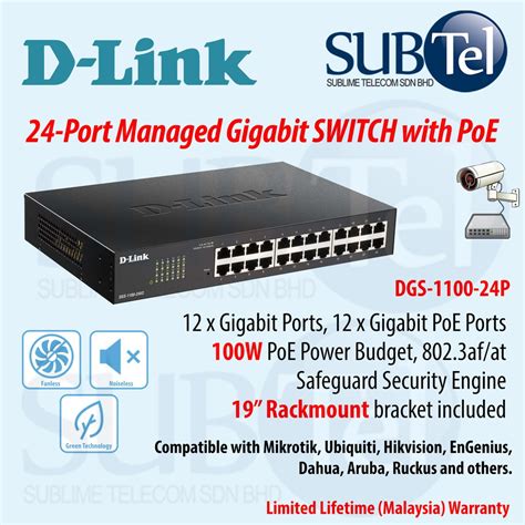 D-Link DGS-1100-24P 24-Port PoE Gigabit Smart Managed Switch 1U ...