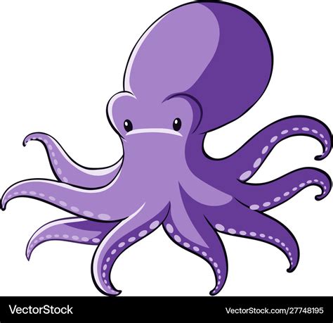 Purple octopus on white background Royalty Free Vector Image