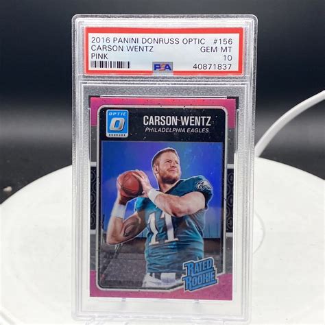 2016 Donruss Optic Carson Wentz Pink Prizm PSA 10 Gem Mint Rated Rookie