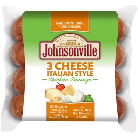 Johnsonville 3 Cheese Italian Style Chicken Sausage 4 Count 12 Oz