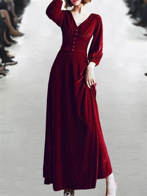 Dark Red Dress Long Red Velvet Dress Long Velvet Wedding Dress Dark