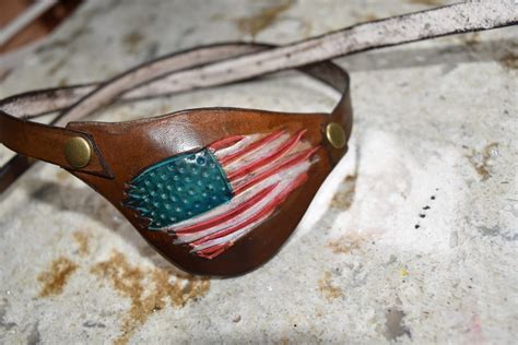 Us Flag Distressed Leather Eye Patch With Adjustable Buckle Etsy Canada