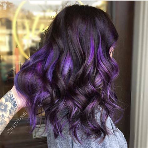 Pin By Kimberly Rowe On Hair Dark Hair With Highlights Purple Hair