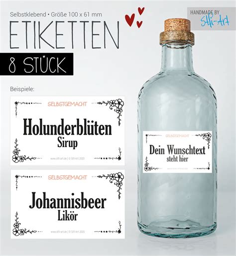 X Holunder Sirup Klebe Etiketten X Mm Etsy De