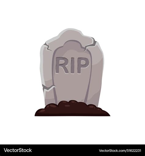 Cartoon halloween tomb emoji with rip inscription Vector Image