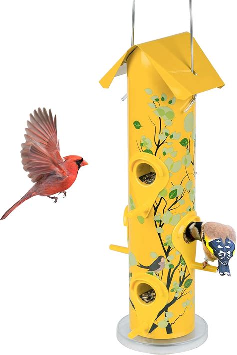 Kingsyard Ports Bird Feeders For Outside Hanging Metal Tube Bird