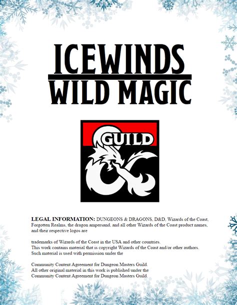 Wild Magic Surge Table Icewinds Dungeon Masters Guild Dungeon