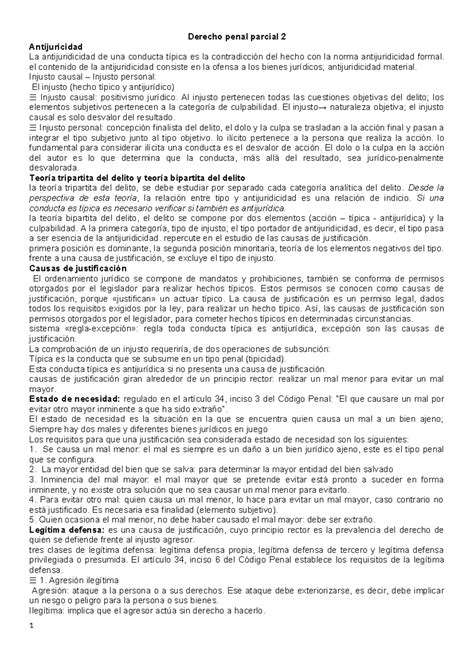 Derecho Penal Parcial 2 El Contenido De La Antijuridicidad Consiste En La Ofensa A Los Bienes