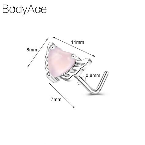 Bodyace 1 PC Pink Butterfly Nose Piercing Stainless Steel Flower