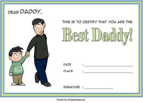 All About My Dad Printable Certificate