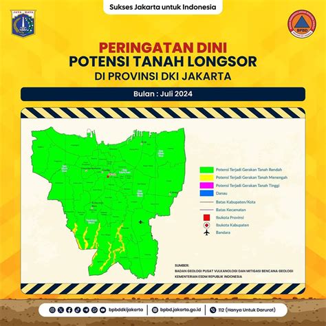 INFO PRAKIRAAN WILAYAH POTENSI TERJADI TANAH LONGSOR DI WILAYAH DKI